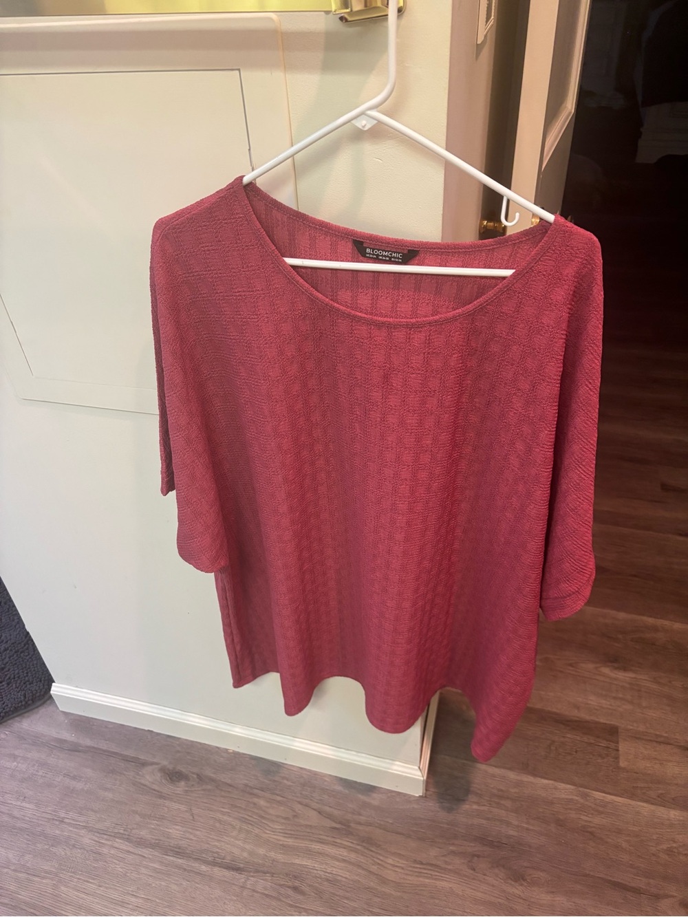 BloomChic Rose Pink Textured Short-Sleeve Tunic Top
